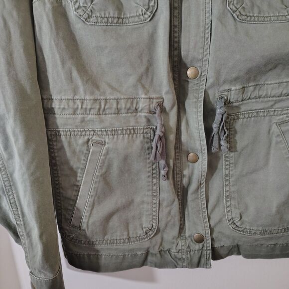 Lucky Brand Jacket Women’s SMall Green Military Utility Cargo Full Zip Button - Picture 5 of 9